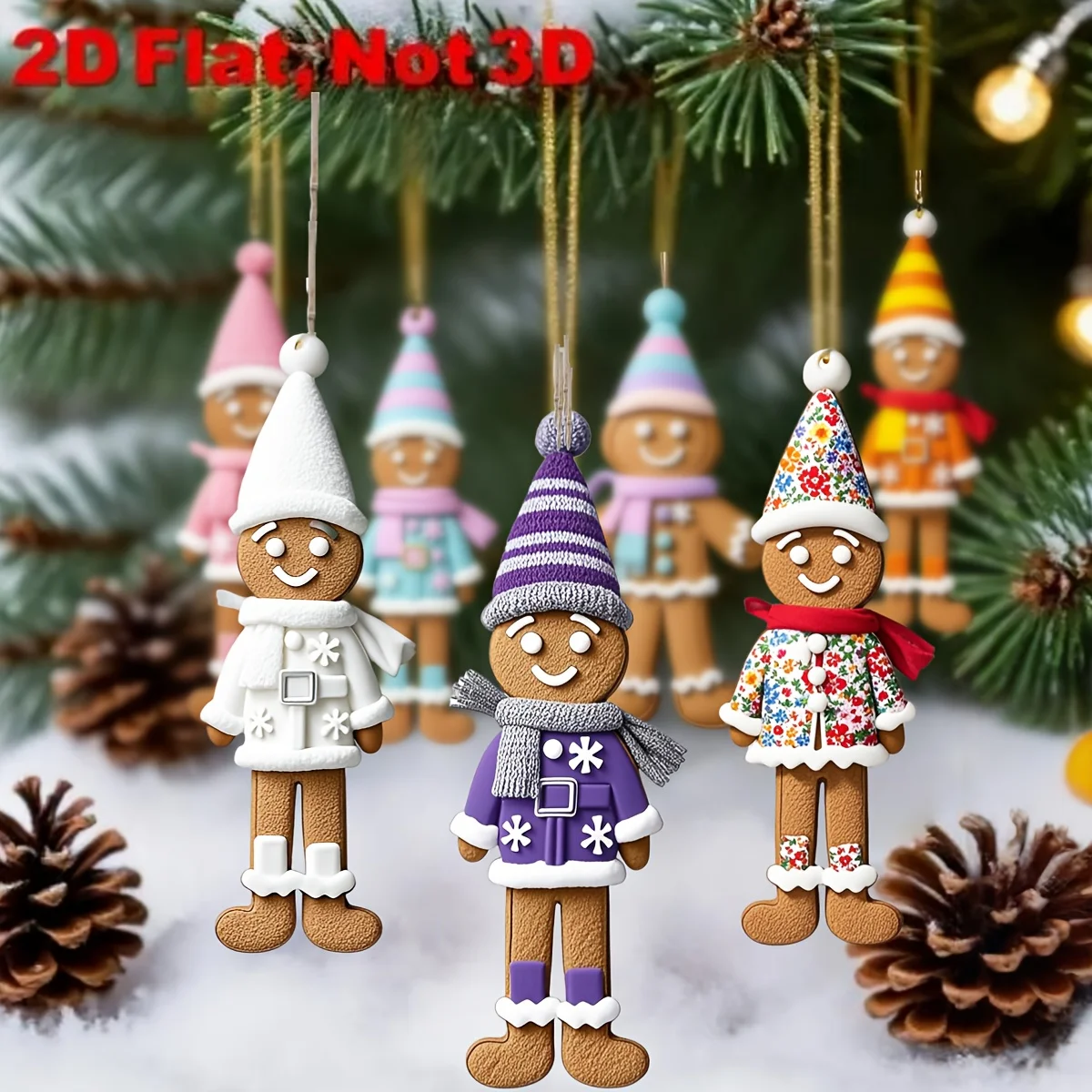 15 قطعة عيد الميلاد خشبية لطيف الزنجبيل رجل 2D قلادة خشبية مسطحة شجرة عيد الميلاد الديكور الكمال هدية عيد ديكور #5