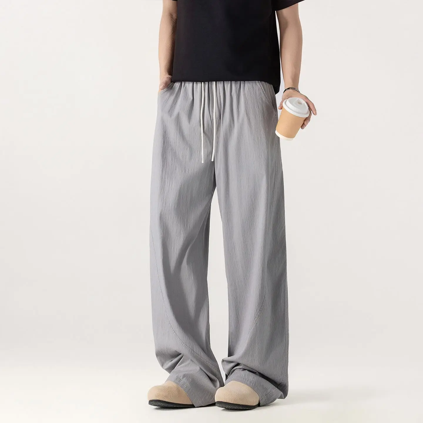 Fashion Baggy Cotton Jogger Pants Men Breathable Sweatpants Man Spring Summer Casual Wide Leg Pants Male Sports Loose Trousers