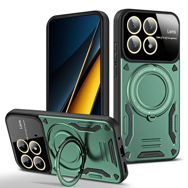 Funda Protectora Rígida Skinlee para Xiaomi 15T con Soporte Magnético para Cámara, Carcasa Trasera Rígida para Xiaomi 15T Pro
