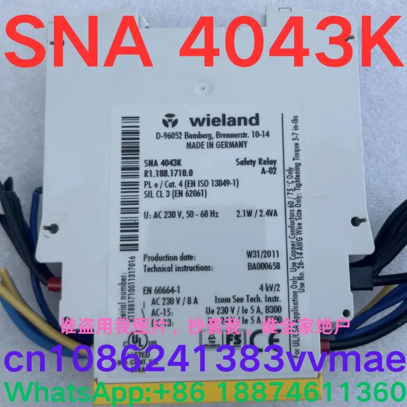 Second-hand test OK,safety relay SNA 4043K  SNA4043K  Contact me and I can offer you a discount