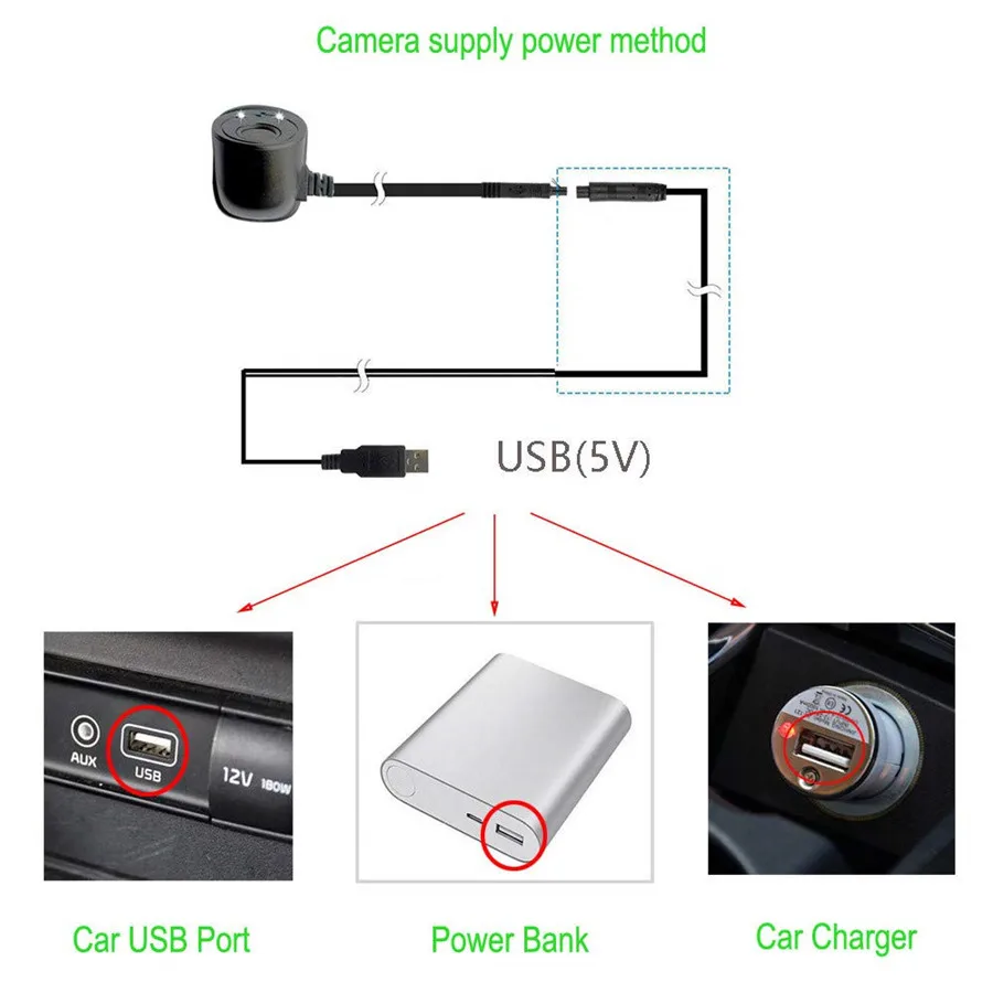 USB wifi Передняя боковая камера для наблюдения за автомобилем с помощью телефона