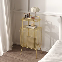 23cm width Narrow Iron Bedside Table Newspaper Book Magazine Storage Rack Nightstands for Bedroom Sofa Side Table Floor Shelf