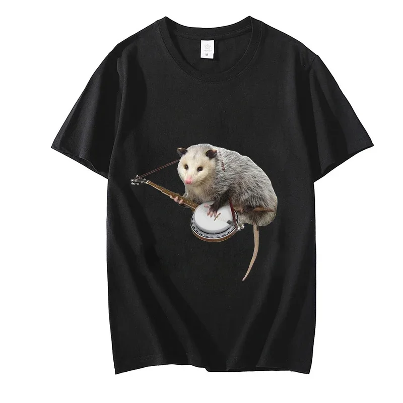 Opossum Playing Banjo Print t-shirt maglietta Vintage a maniche corte da donna Summer Fashion Street t-shirt Casual Versatile TOP Y2k