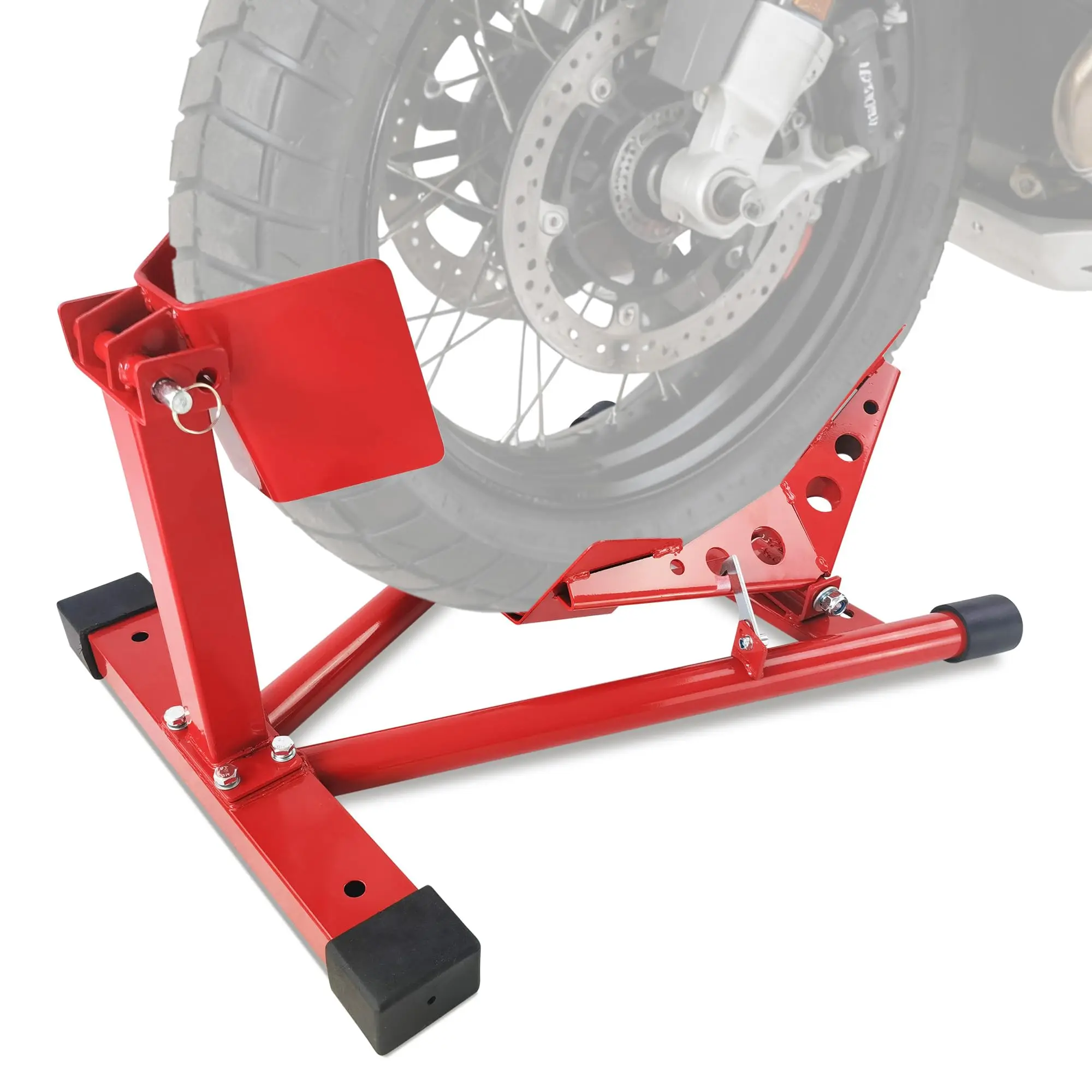 

Global Heavy-Duty Motorcycle Wheel Chock Stand - 1500LB Capacity - Adjustable Holder Secure Suspension for Trailers, Garages