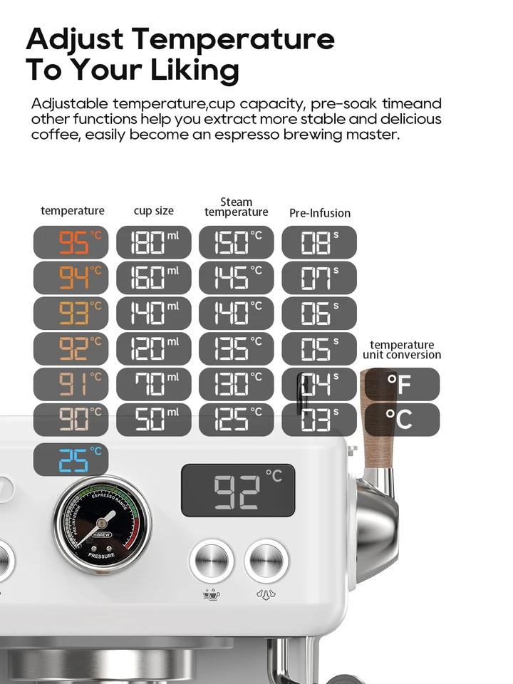 HiBREW H10plus Semi Automatic Espresso Coffee Machine DIY Function