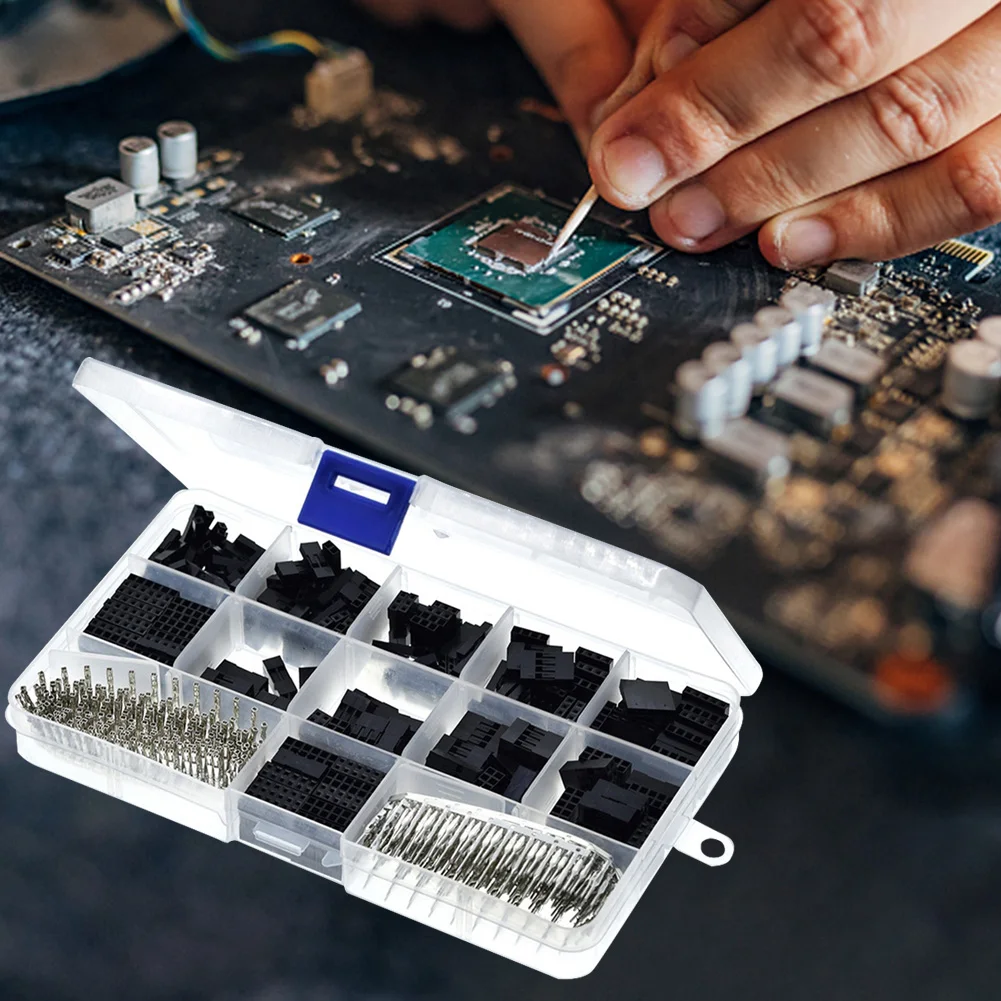 620PCS Jump Wire Adapter Connection With Black Plastic Housing Case 2.54MM Connector Terminal for Dupont Wire Circuit Boards