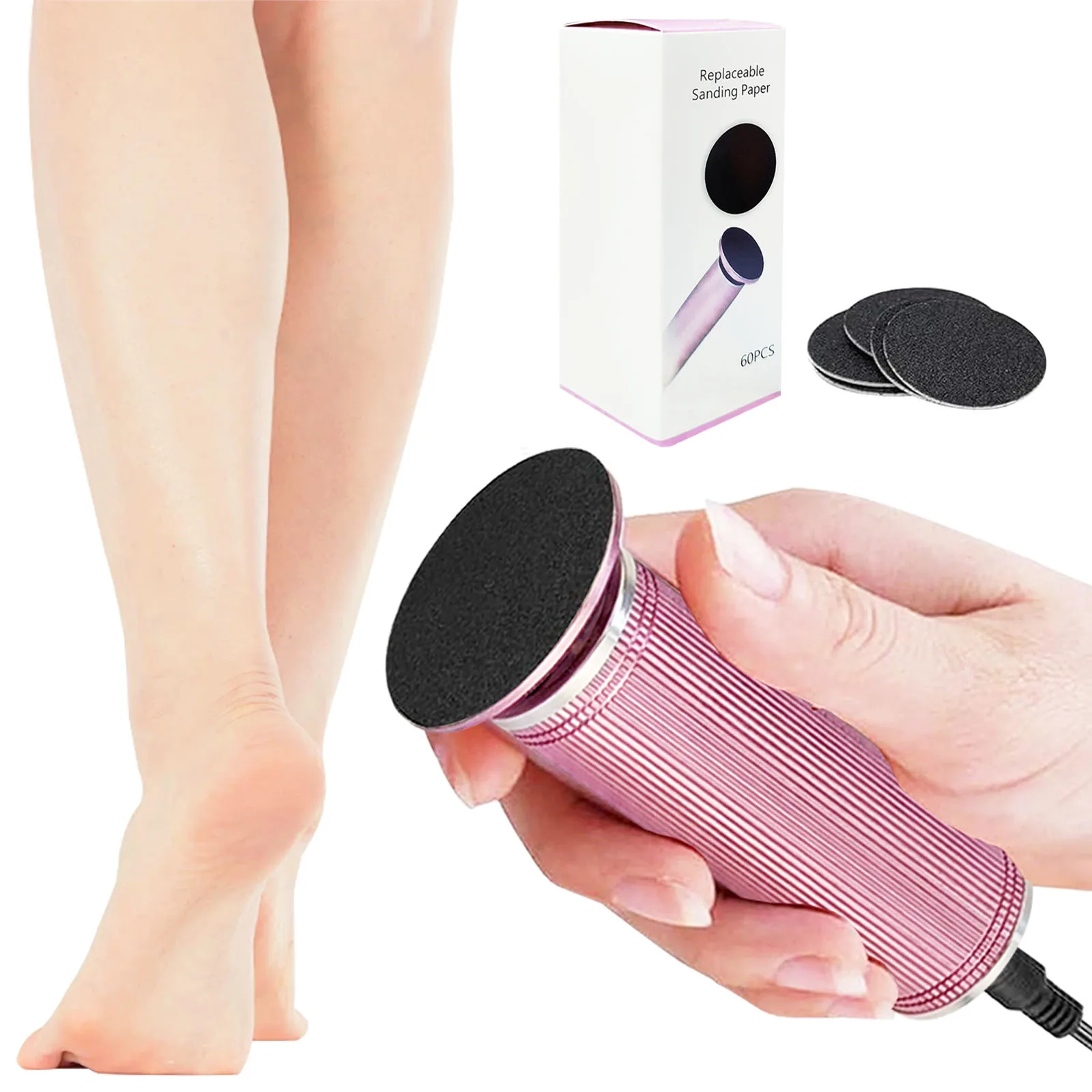 2024 Professional Electric Foot File Pedicure Fire Callus Remover and Heel Polisher Dead Skin Callus Grinder for Feet Care