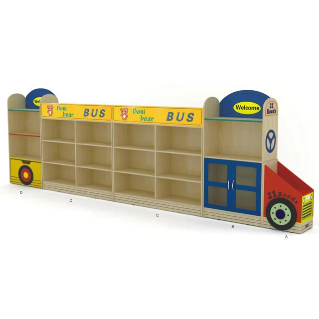 Wooden Lock Toy, Safety Preschool Book Cabinet, Kindergarten Furniture Set, Kid Storage, Child Educational Toy, 5 in 1 Playset