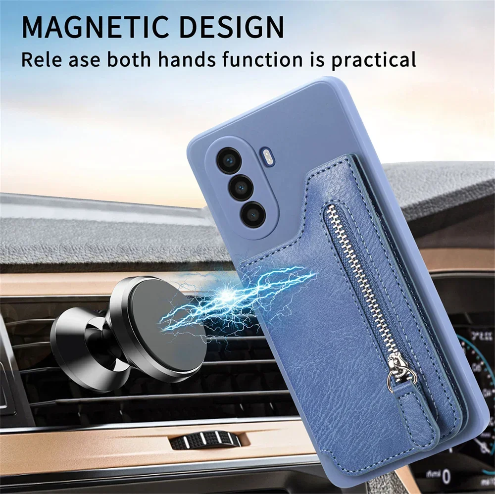 Zipper Leather Wallet Luxury Case For Huawei Nova 11 Ultra Back Cover Nova 10 Pro 11i 5T 8i 9 SE  Y61 Y71 Y70 Y 70 Plus Funda