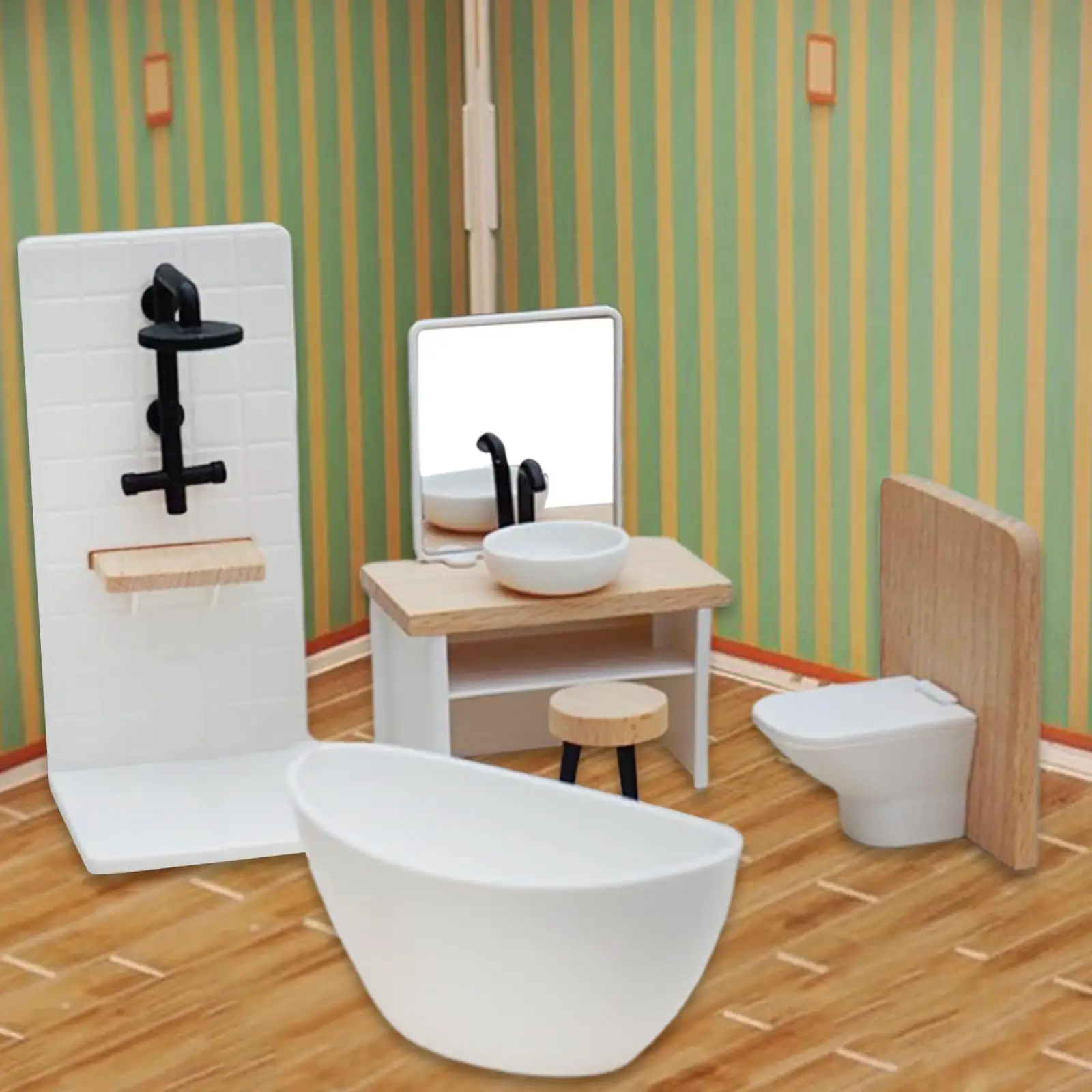 Set da bagno per casa delle bambole in scala 5x 1:12, lavabo classico per regali di compleanno per bambini