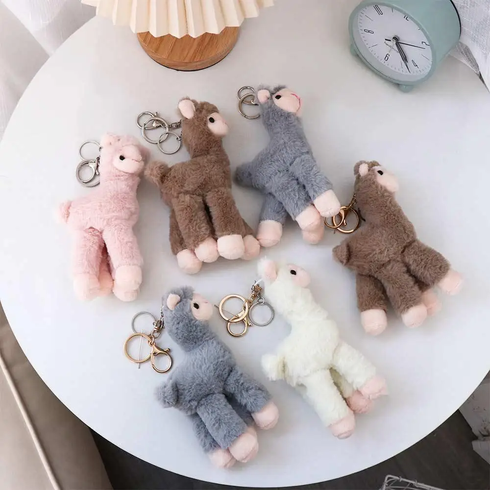Kawaii Soft Handmade Key Trinket  Gift Bag Decoration Stuffed  Keychain Animal Keyring Alpaca Keychain Sheep Key Ring