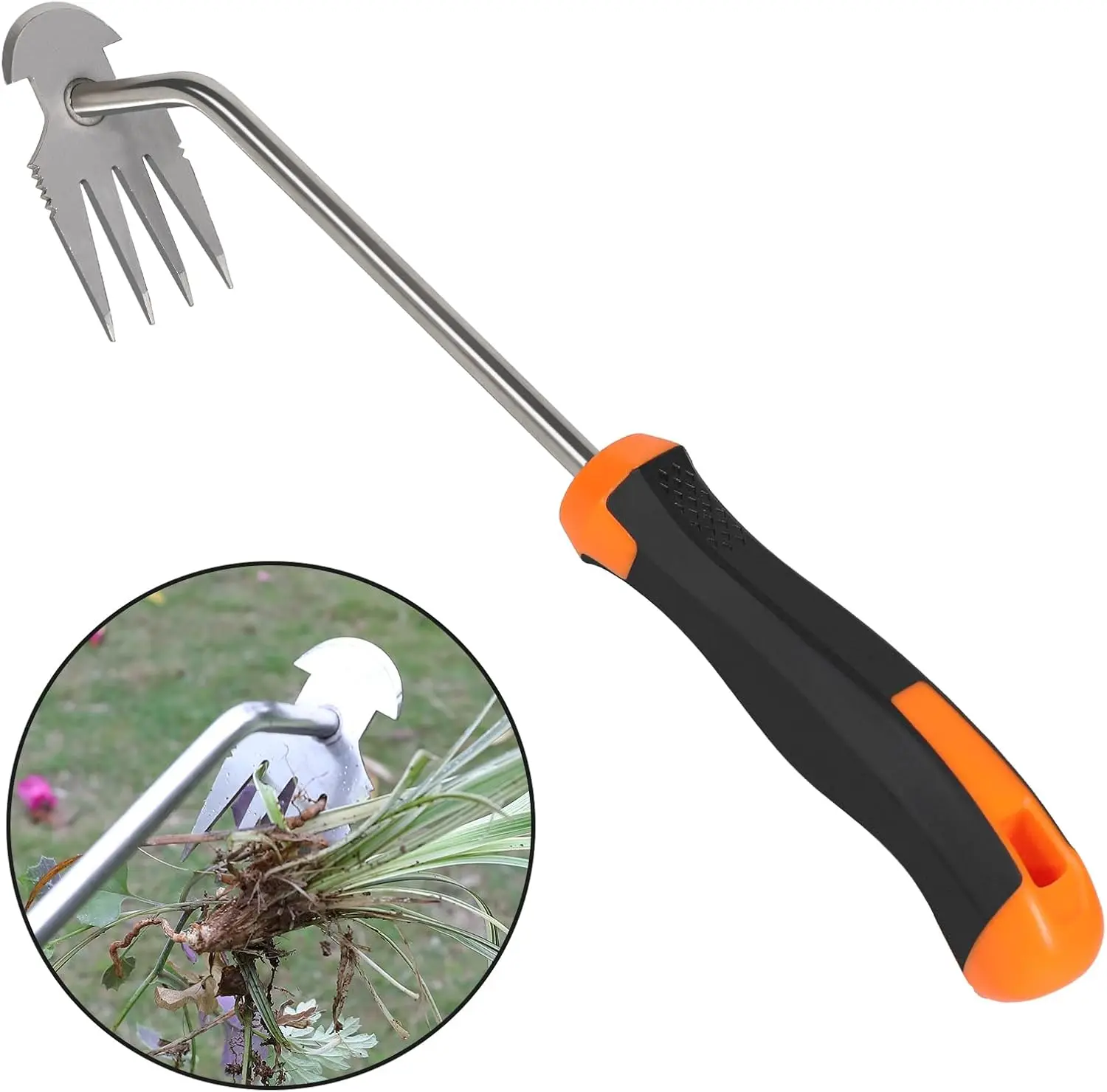 

Garden Weeder Tool, 13.3" Long Handle, 4-Claw Uprooter for Weeding & Digging