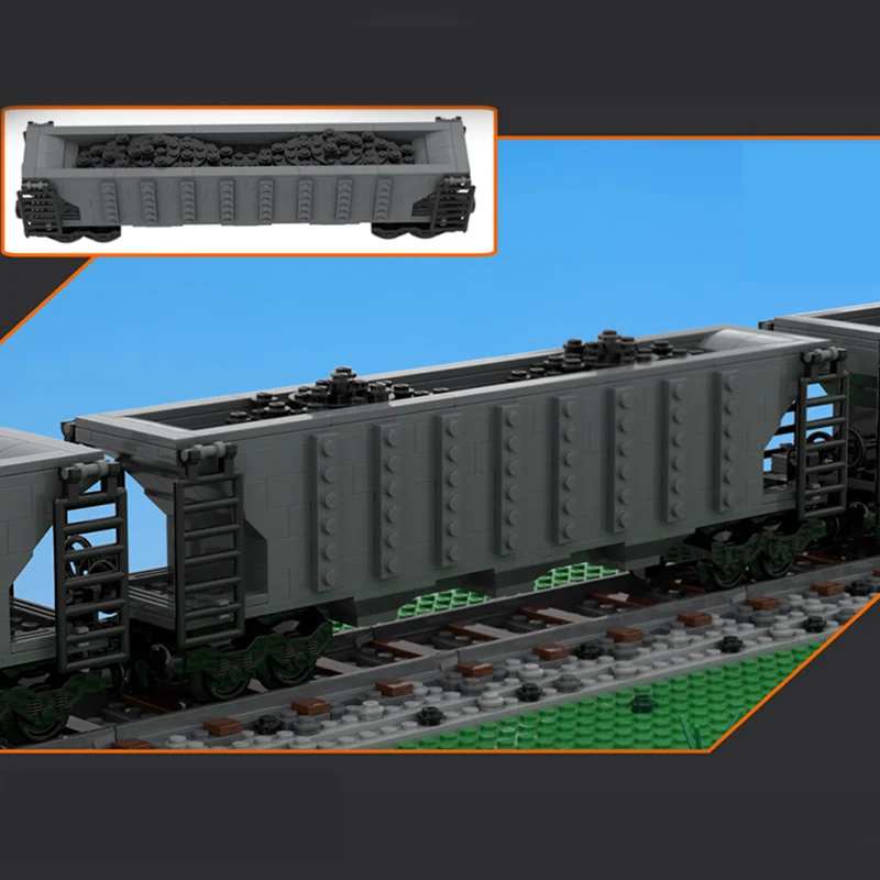 323PCS Railway Hopper Freight Wagon Model MOC Building Bricks City Car Modular Technology Assemble Toys Children Holiday Gifts