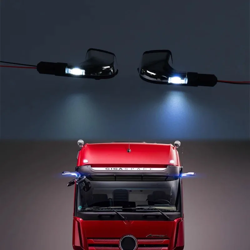 Simulation Electronic Rearview Mirror Decoration with LED Light for 1/14 Tamiya RC Truck ACTROS 3363 56348 Arocs Upgrade Parts