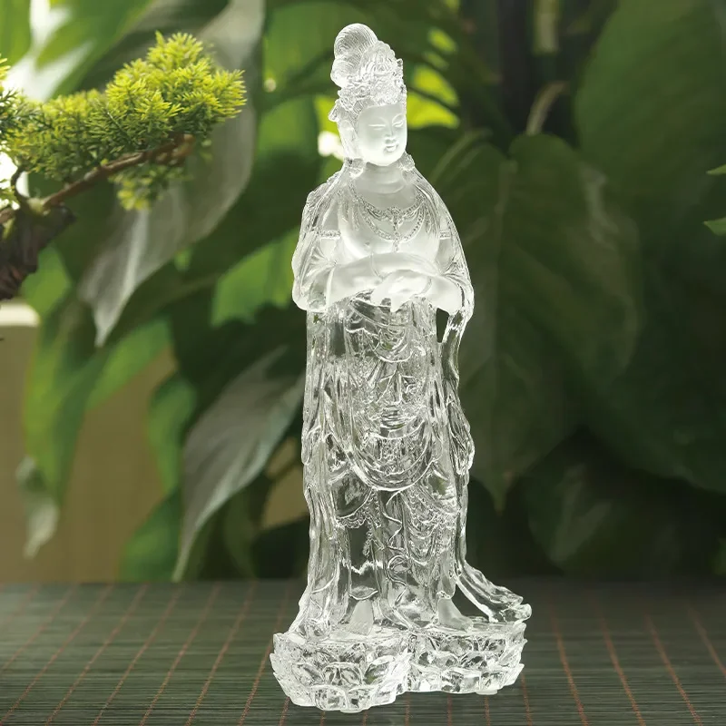 Vintage Glazed Buddha Statue Home Decor Tabletop Ornament for Living Room Zen Meditation Craft Gift Buddhist Art Figurine