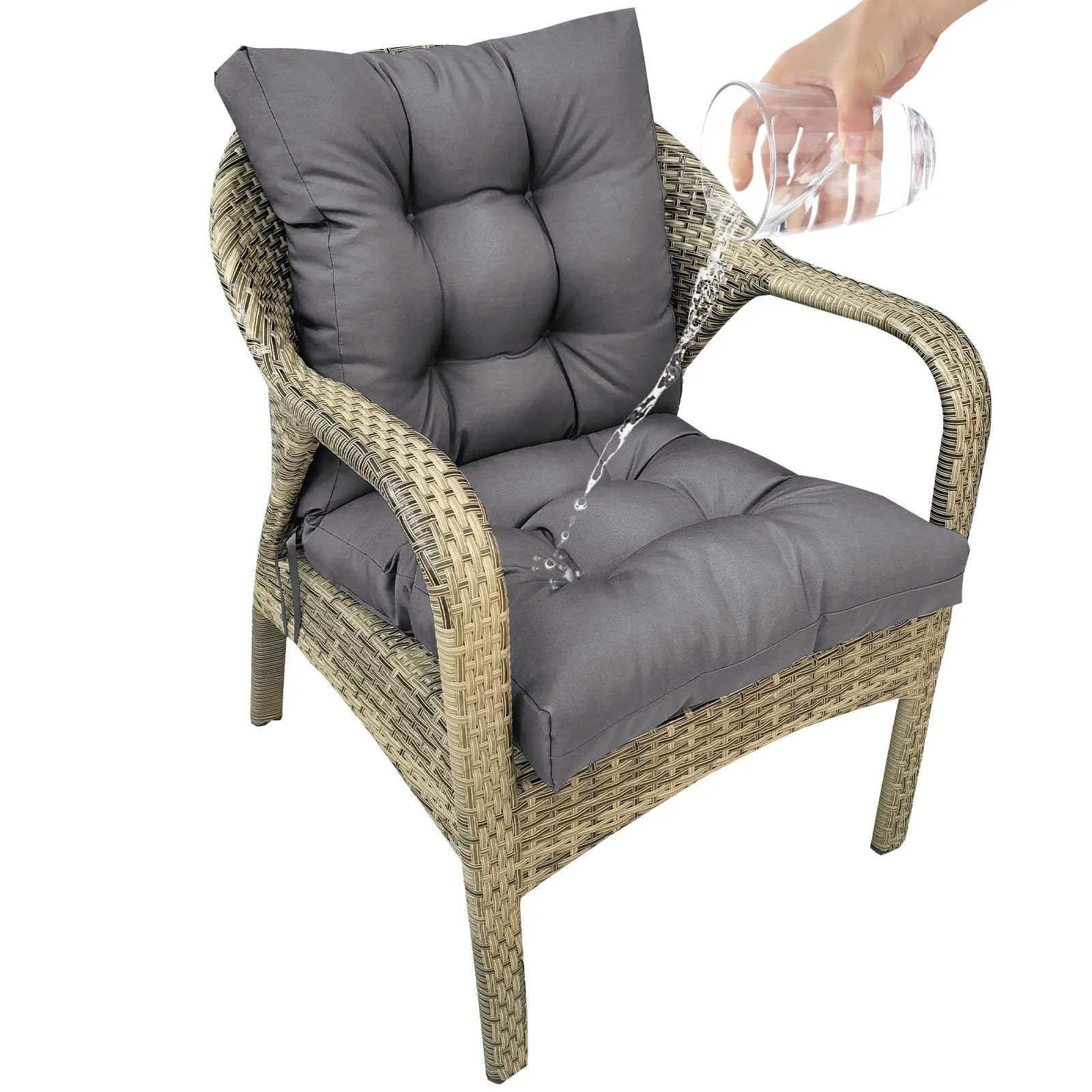 1PCS Outdoor Low Back Wicker Chair Cushion Thicken Durable Garden Terrace Dining Chair Cushion Seat Replacement Cushion