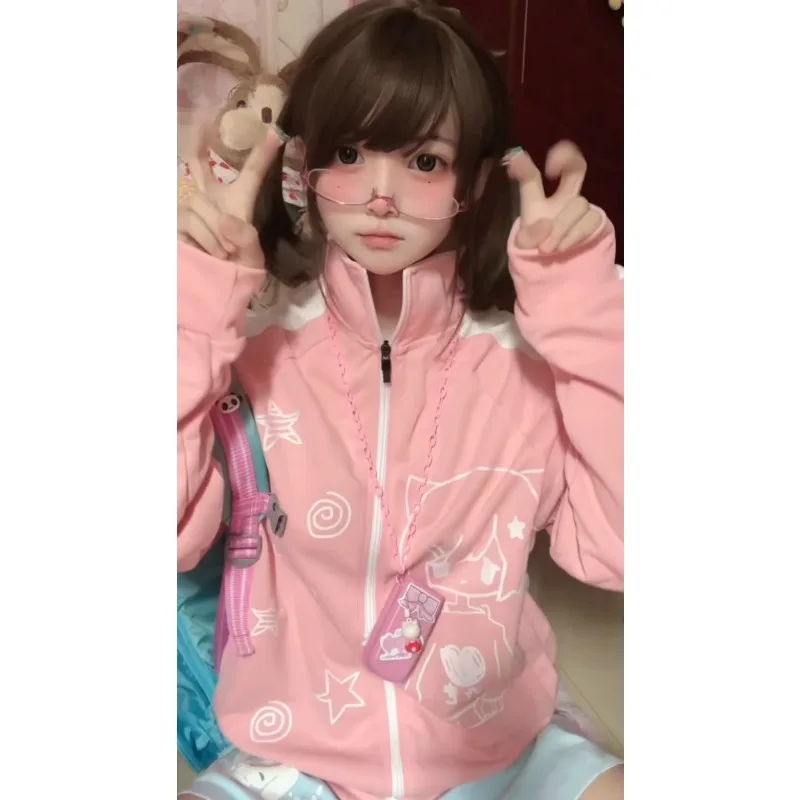 Y2k Subkultur japanischer Hoodie ästhetisch schwarz kawaii cool süß harajuku Mantel Frau Herbst neue lässige rosa Sweatshirts