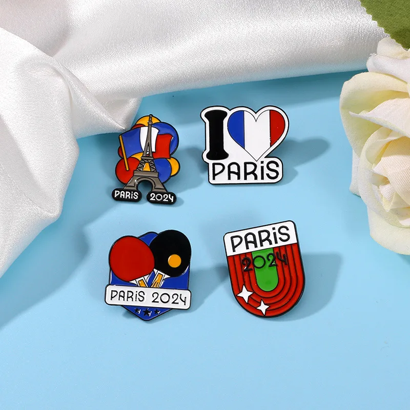 Original oil drip alloy brooch, Paris sports Paris 2024 sports clothes decoration badge after a hundred years