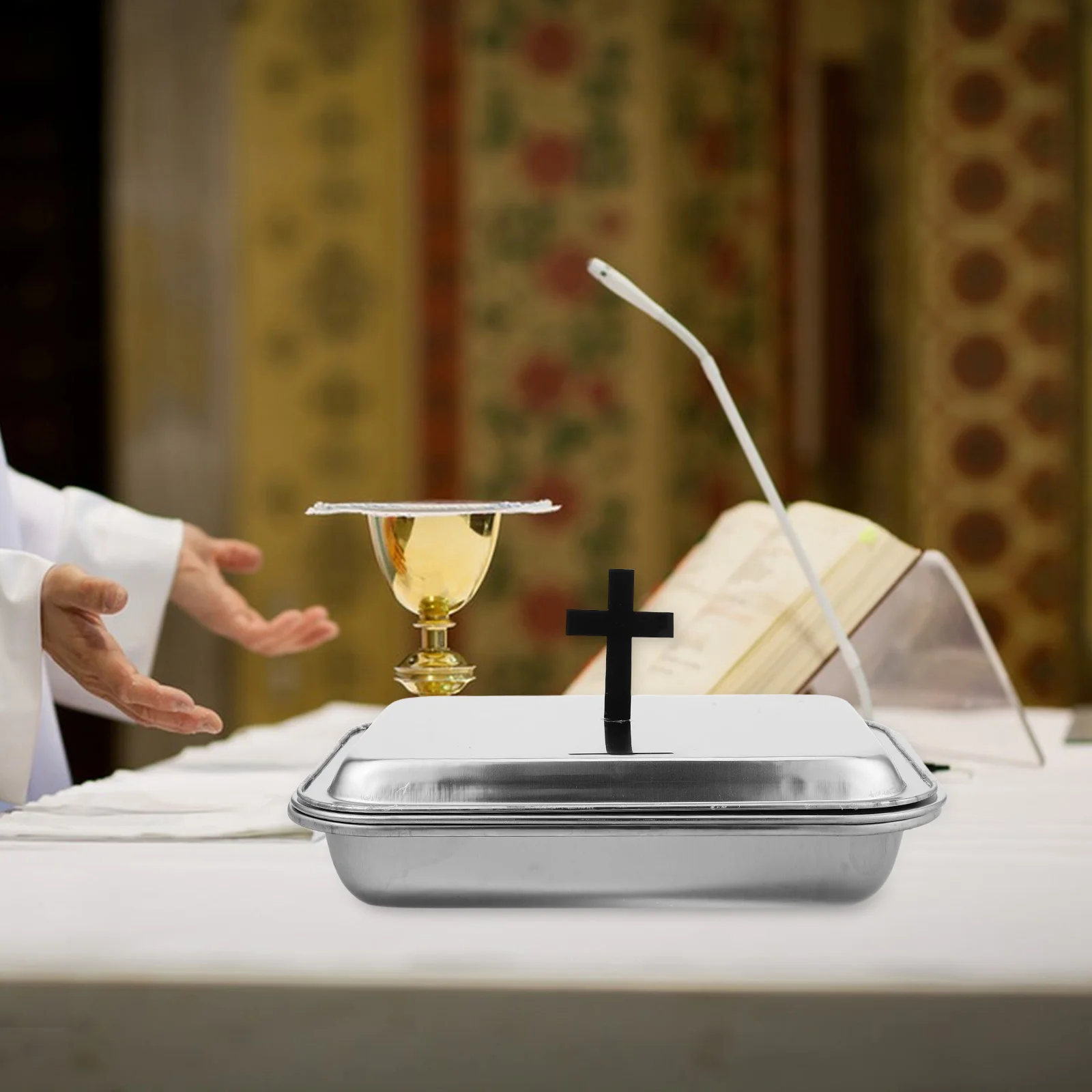 

Communion Tableware Stainless Steel Bread Tray Church Party Cup Holder Easy Clean Material Serving Plates Kitchen
