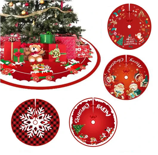 

New Christmas Tree Foot Cover Santa Claus Snowflake Christmas Tree Skirt Decoration For Home Carpet Base Mat New Year Decoration