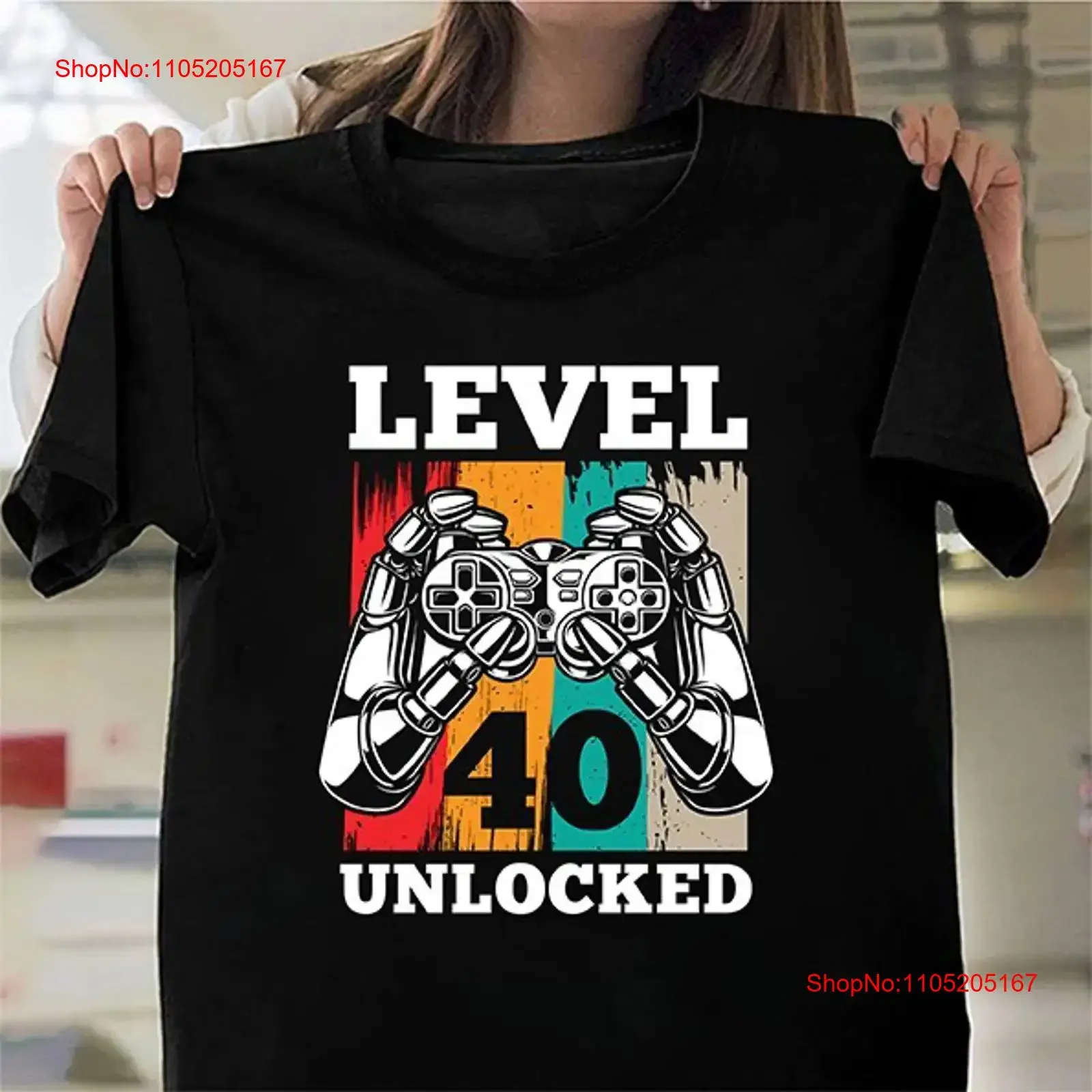 Funny T Shirt 40th Birthday Age LEVEL 40 UNLOCKED Retro Remote Controller vintage Washed Comfortable Soft Unisex graphic