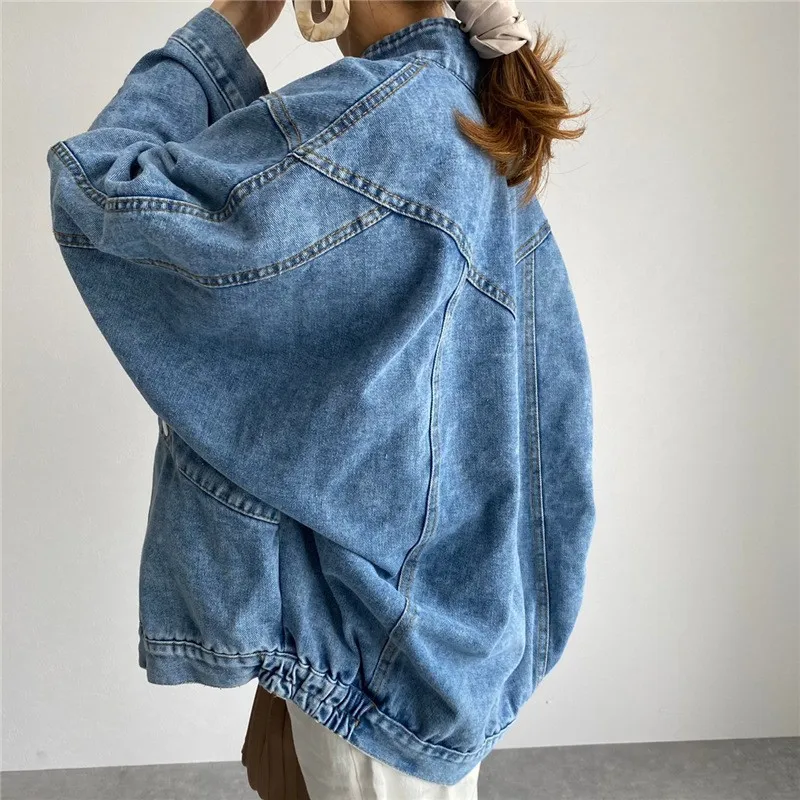 Matakawa-Veste en Denim pour Femme, Couleur Unie, Style Japonais, Vintage, Décontracté, Poches, Simple Boutonnage