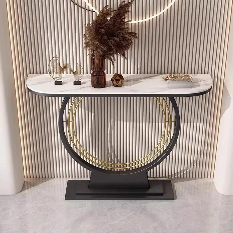 Italian-style rock slab console tables decoration semi-ellipse coffee tables aesthetic консоль в прихожую furniture living room