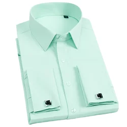 Men's French Cuff Dress Shirt Long Sleeve Slim Fit Tuxedo Shirts  with Cufflinks Poly/Cotton Double Button Collar