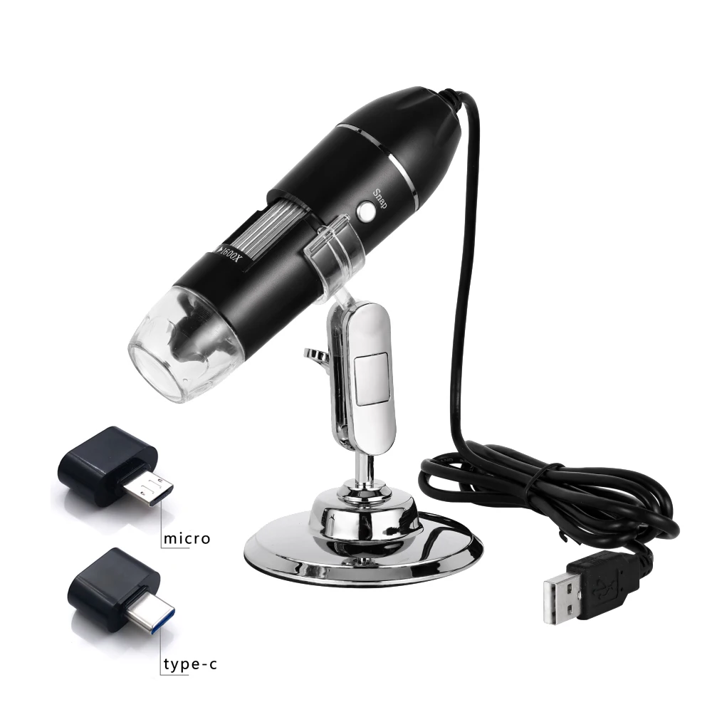 1600X USB Digital Microscope Camera Endoscope 8 LED Magnifier Adjustable Magnification with Micro Type C Electronic Microscope