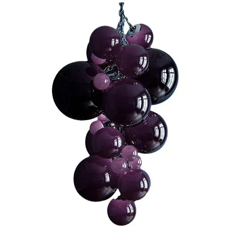 Luxury Orange Glass Grape Ball Chandelier Elegant Big Ceiling Hanging Lamp for Villa Hotel Decor Multiple Top Illumination Light