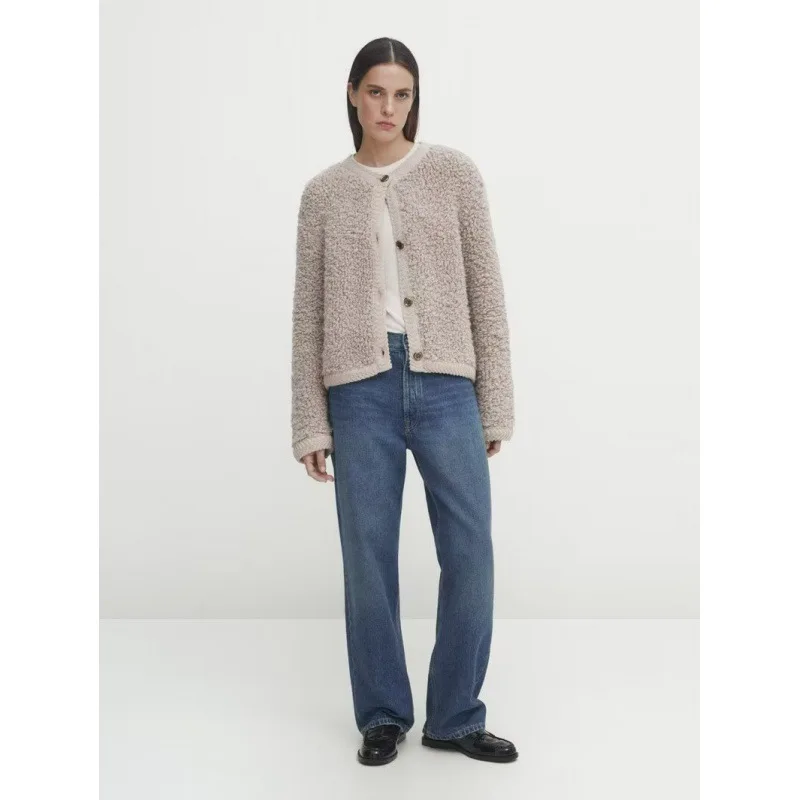 Autumn and  knitted winter new button-trimmed terry yarn jacket