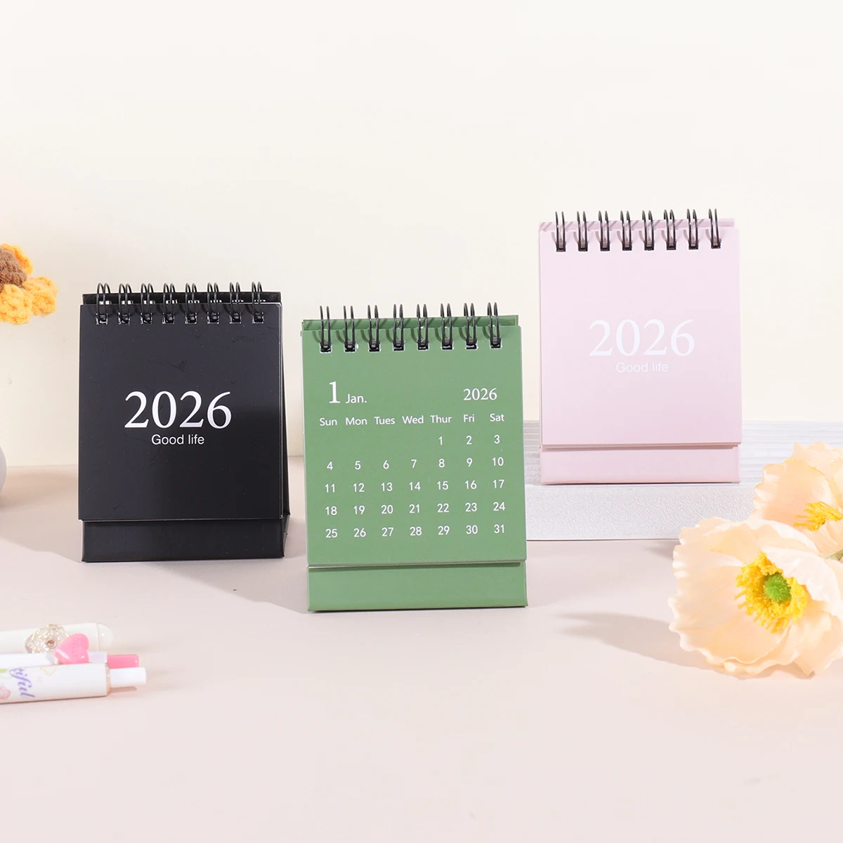 1 PC Creative 2026 Foldable Desktop Calendar Portable Ornament for School Classroom Office Home Essential Decoration