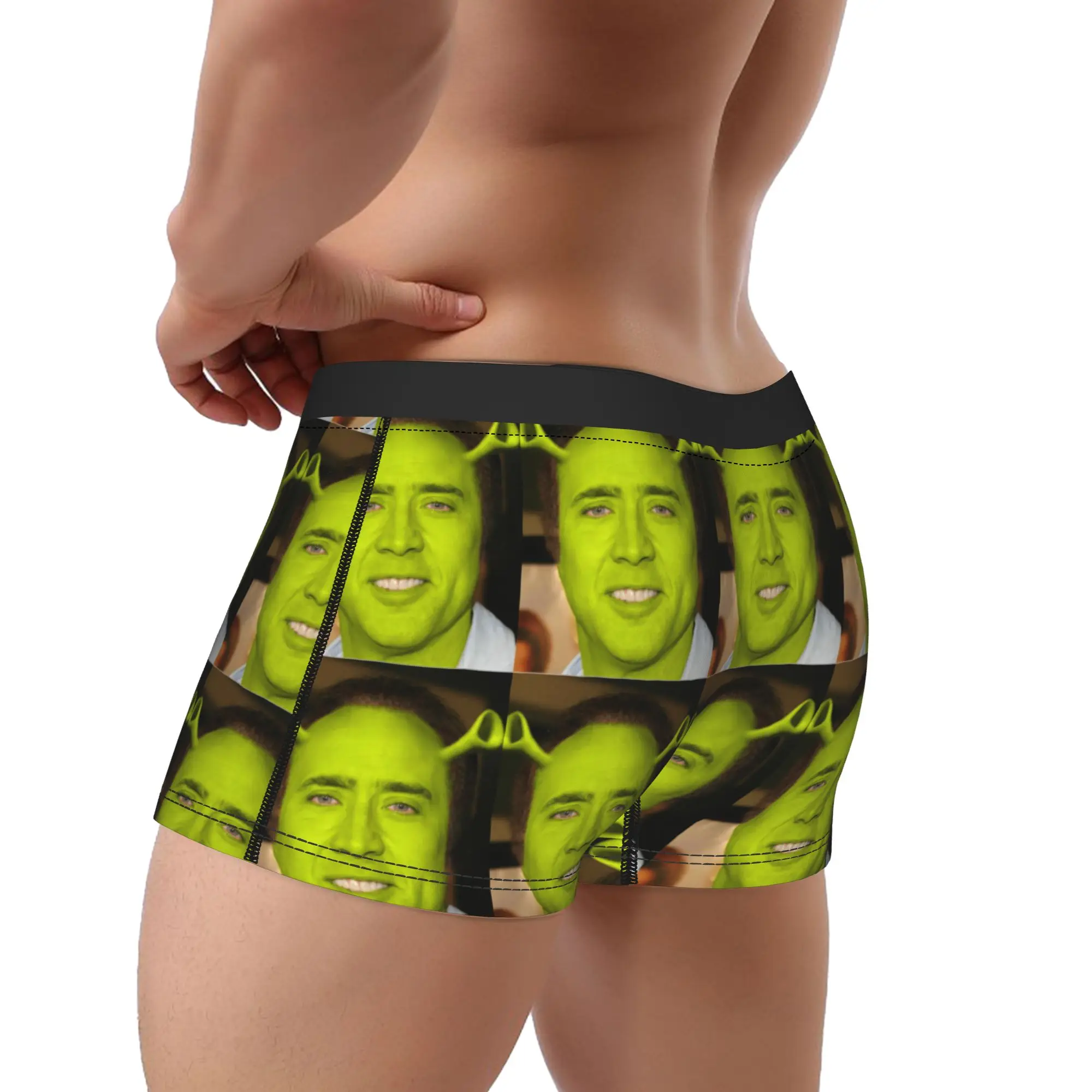 Men's Nicolas Cage S-Shreks Underwear Funny Meme Picolas Cage Humor Boxer Briefs Shorts Panties Male Breathable Underpants M-XXL