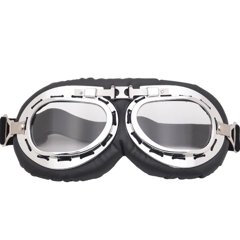 Vintage Motorcycle Goggles UV400 Windproof Retro Pilot Steampunk Eyewear for Harley Dirt Bike ATV Cruiser Helmet Compatible