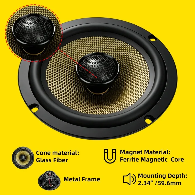 2pcs 6.5 Inch Car Coaxial Speaker 800W Universal Car Speaker 2 Range Surround Sound System Modification Hifi Home Music Sound