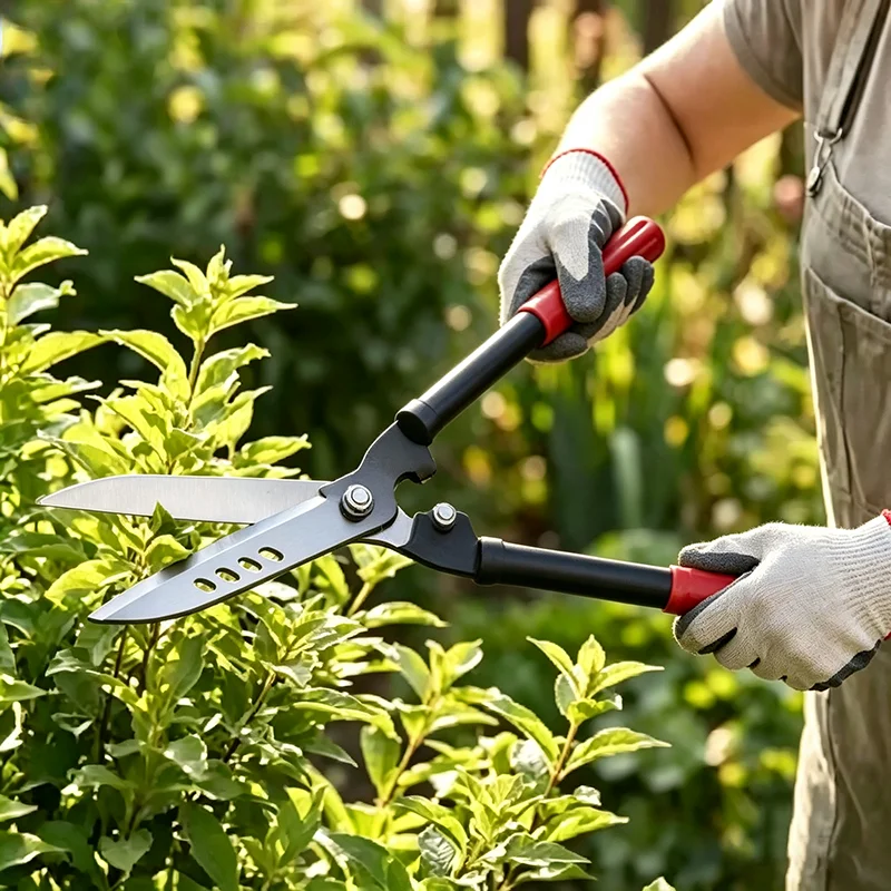 Heavy Duty Pruning Shears, Manganese Steel Durable Red Handle Portable Hand Pruners for Lawn, Hedge, Fence & Holly Trimming