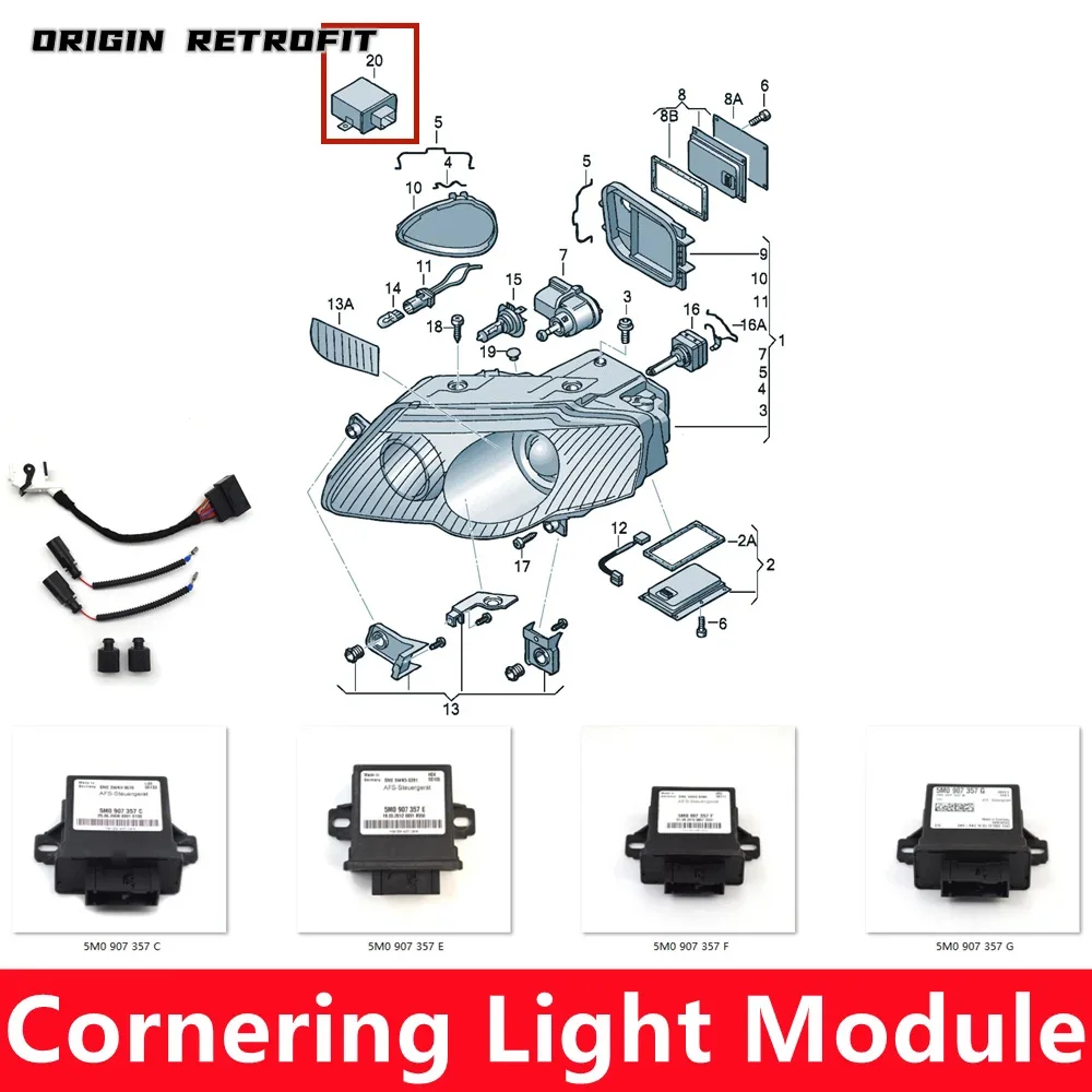 5M0 907 357 C 5M0907357E 5M0 907 357 F G AFS Cornering Adaptive Light Follow Up Control Module for VW Golf Jetta Audi Q3