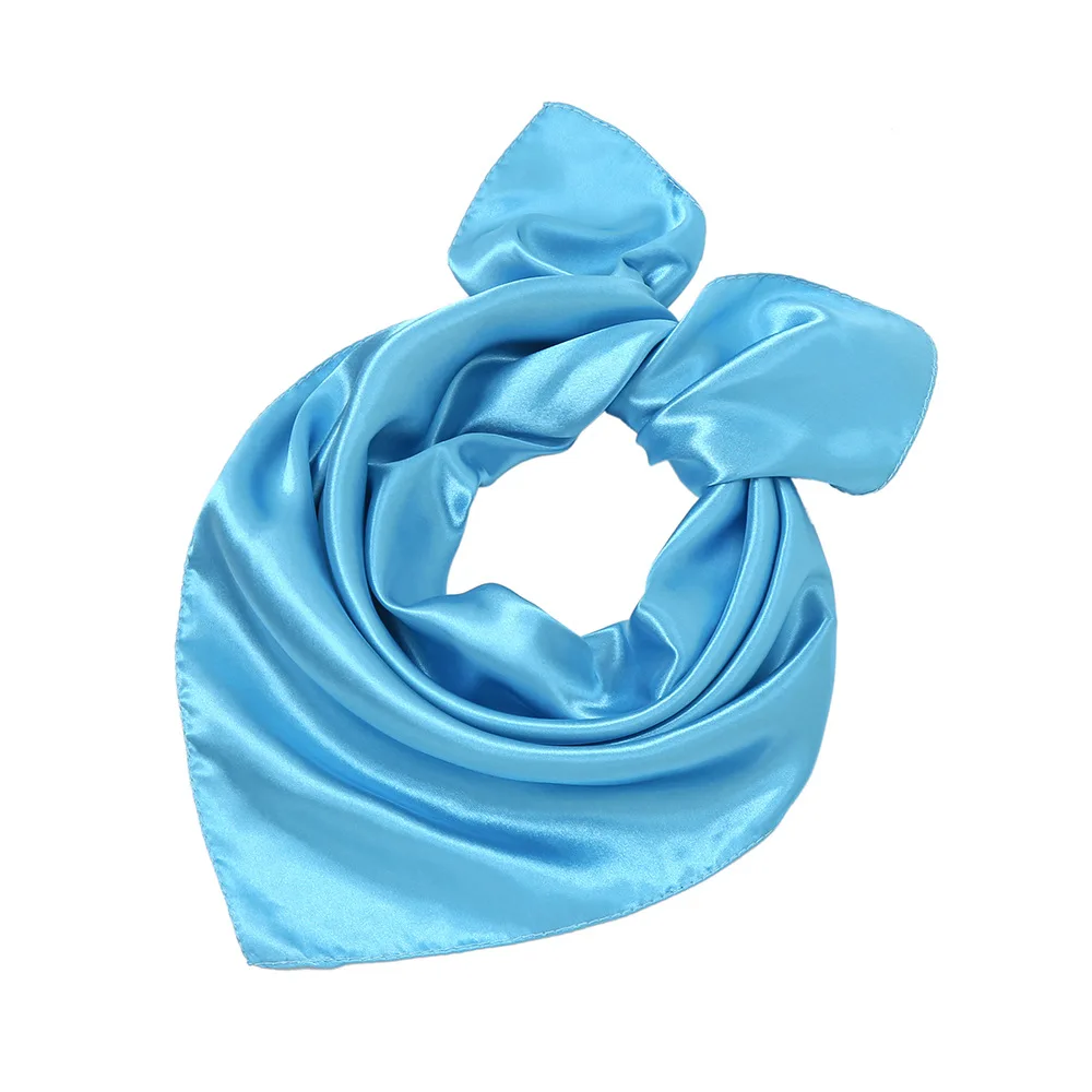 Women New Plain Satin Solid Color 60x60cm Square Scarf Girl Simulation Silk Performance Small Scarves Best Party Gift