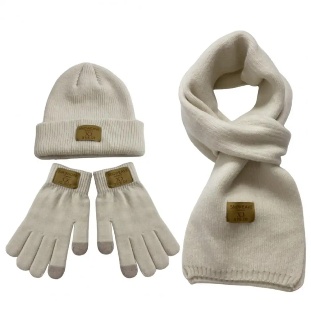 Gorro, bufanda, guantes, acogedor gorro de invierno, conjunto de guantes y bufanda, accesorios de punto gruesos y cálidos para exteriores para cuello a prueba de viento