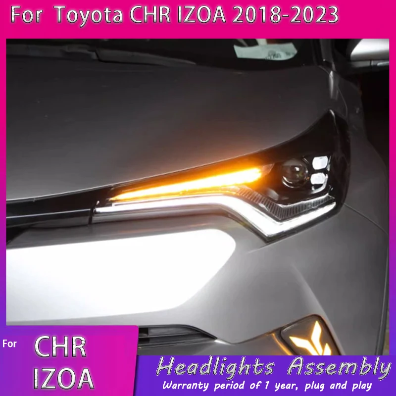 

Фара для Toyota C-HR 2018-2023 Автомобильный аксессуар Противотуманные фары Дневные ходовые огни DRL H7 Светодиодная биксеноновая лампа CHR Фара