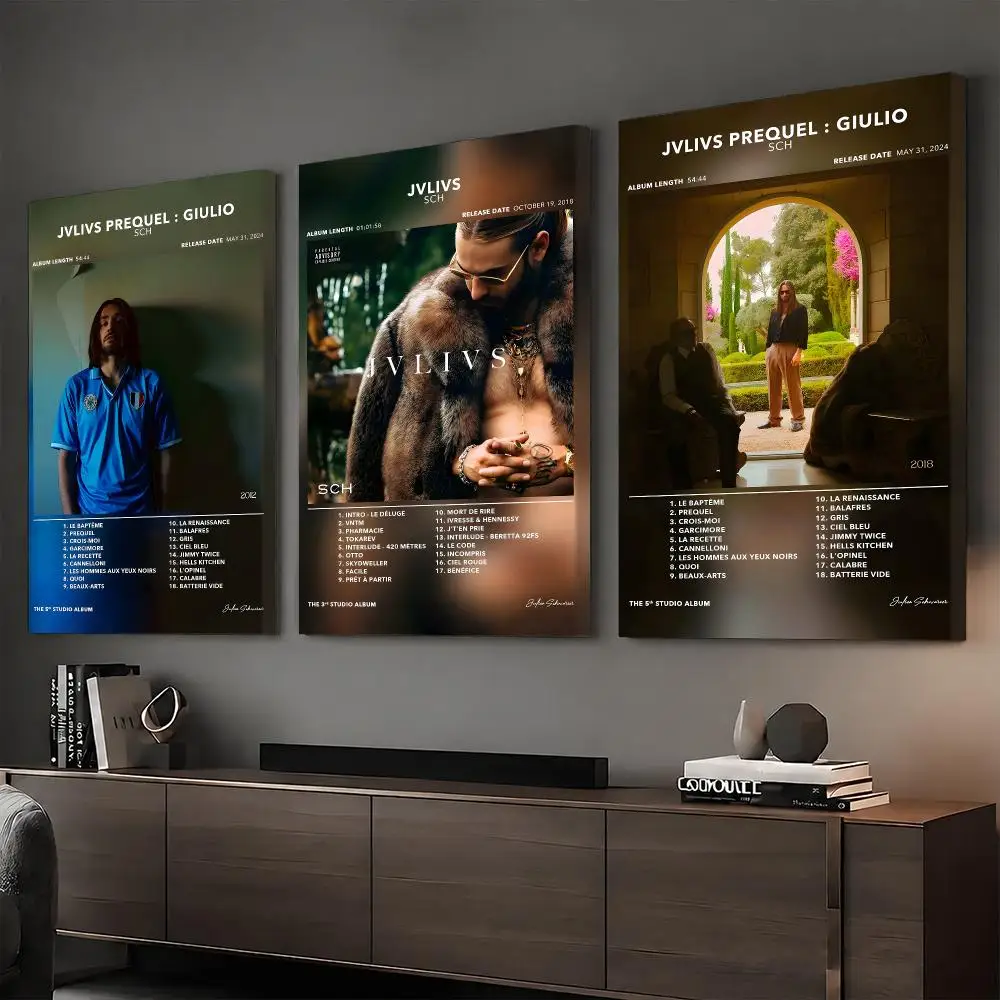 Rapper Music Album S-SCH Framed Wall Painting Ready to Hang Canvas Wall Art Poster for Bedroom Living Room Home Decor Gift