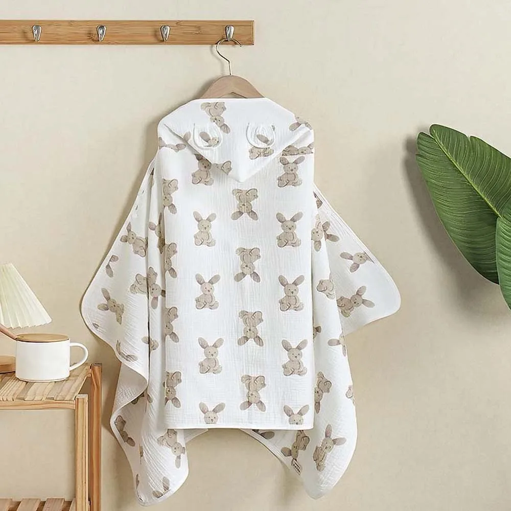 귀여운 아기 후드 케이프 타월 만화 프린트 부드러운 거즈 담요 곰 팬더 어린이 목욕 가운 수영용