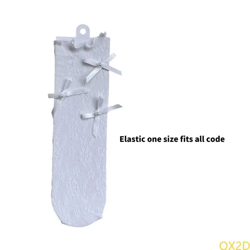 QX2D 1 زوج الجوارب الجوارب العصرية القوس الجوارب القوية مع حافة الكشكش