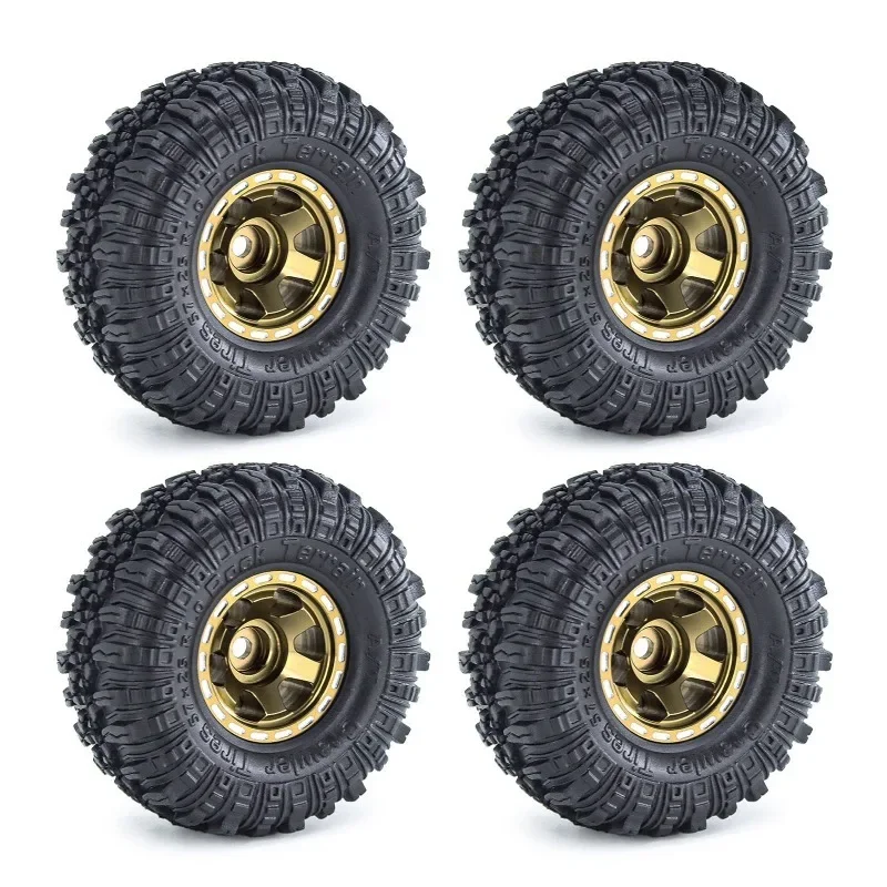 4pcs 57mm 1.0" Metal Beadlock Wheel Tire Set For 1/18  RC Crawler Car TRX4M SCX24  FMS24 Upgrade Parts Accessories