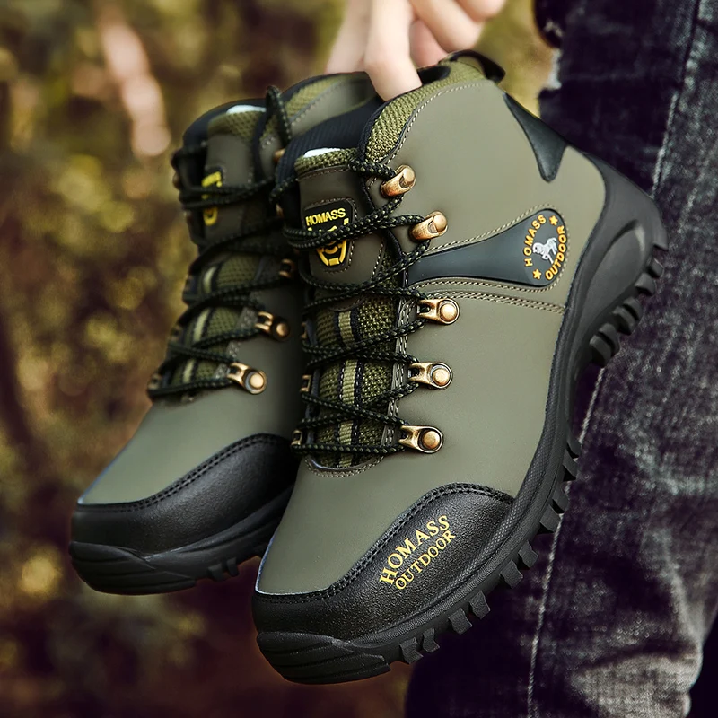 2023 New Outdoor Shoes Men  High Top Trekking Botas Leather Men Outdoor Boots For Men Hiking Boots