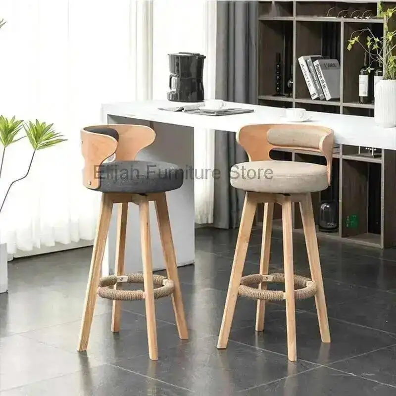 Banks Reception Wooden Stools Accent Rotate Bar Island Kitchen Counter Stools Luxury High Backrest Cadeira Bar Furniture XR50BY