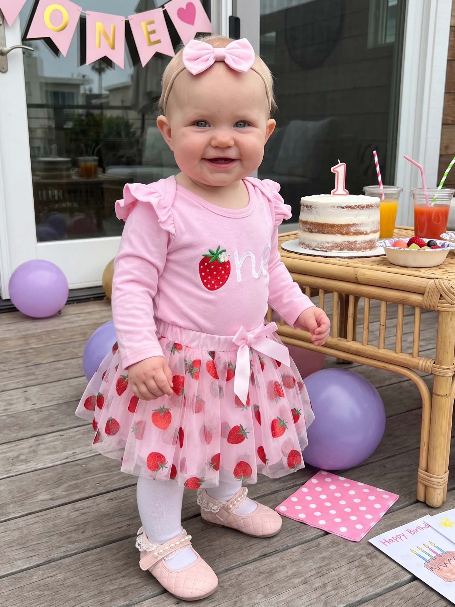 Girl 1 St Birthday Headband Long Strawberry Baby Girl 1 St Outfit Long Sleeve 1 St Compact Baby Girl 1St