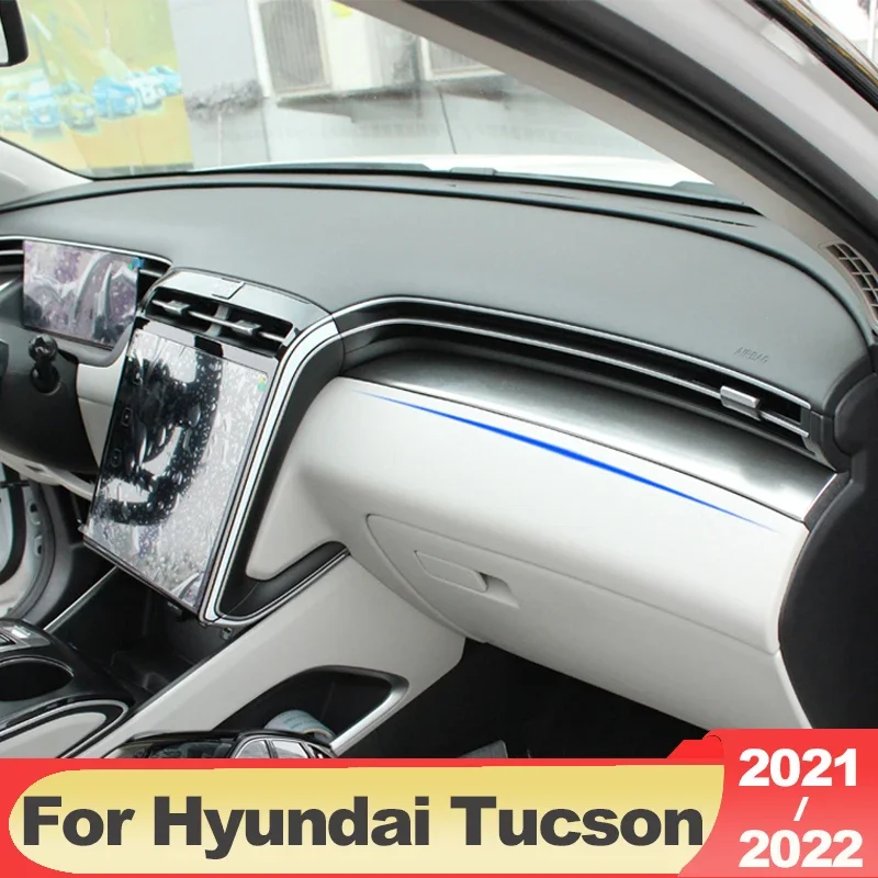 For Hyundai Tucson NX4 2021 2022 2023 2024 Hybrid N Line Car Central Control Trim Strip Sticker Stainless Interior Accessories