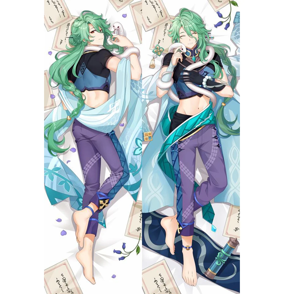 Pillow Long Throw Cushion Cover Game Genshin Impact Baizhu Theme Otaku Dakimakura Hugging Body Pillow Case