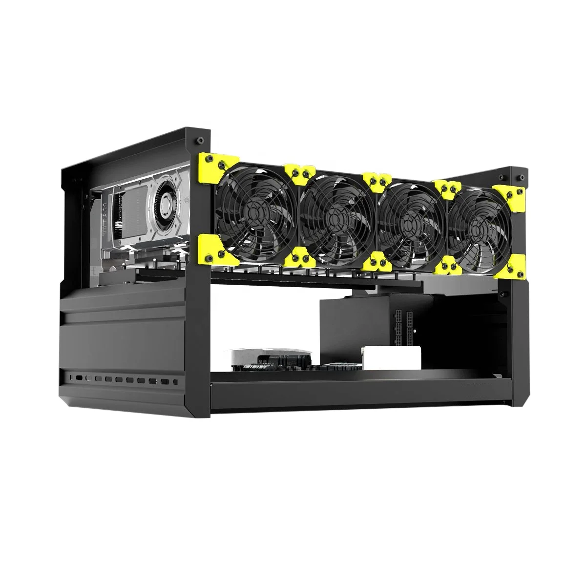 6GPU 6 GPU T3 Frame Aluminum Stackable Open Air Case Computer T2 Case Rig Frame Rack Gpu Rig Case